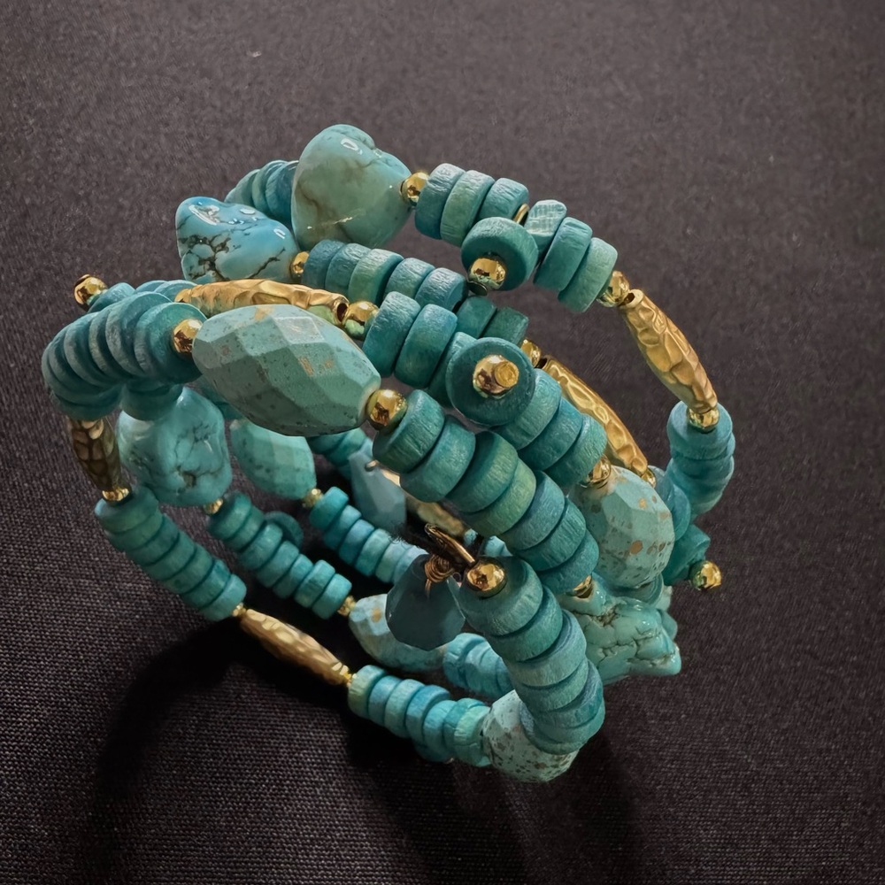 Blue & Gold Coil Bracelet